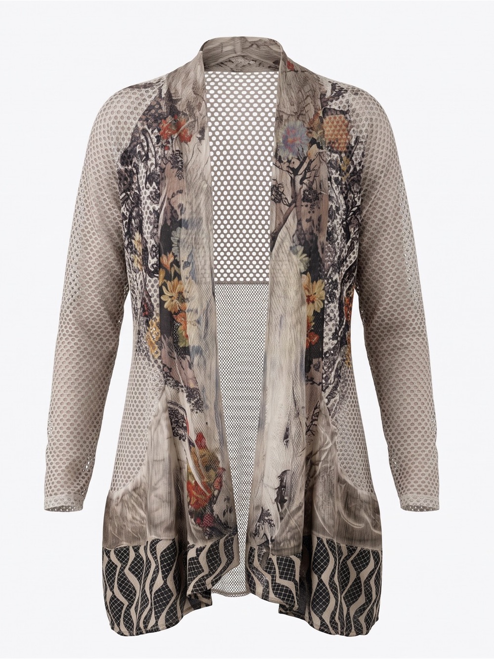 Floral Sheer Mesh Coverlet in Beige Floral